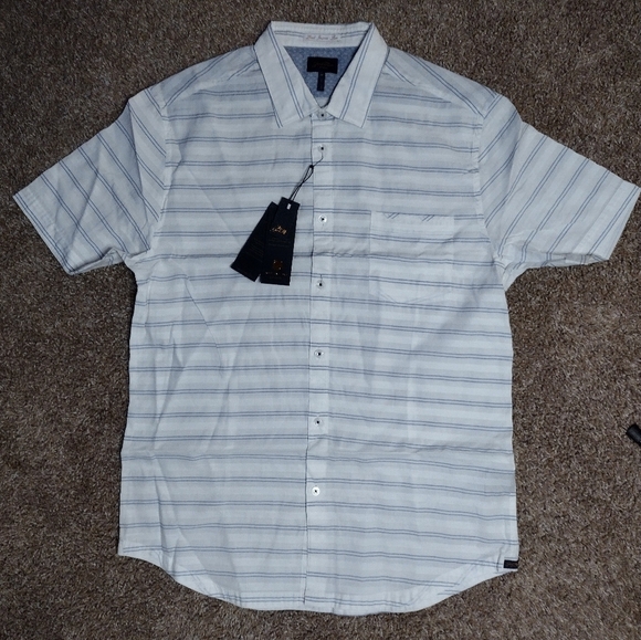Good Man Brand White Striped Shirt Sleeve Button Down Shirt NWT - Picture 1 of 7